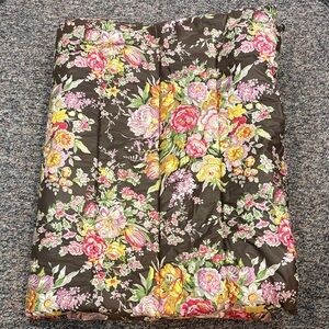 Vintage Rare Ralph Lauren Chocolate Brown Floral Reversible Twin Comforter